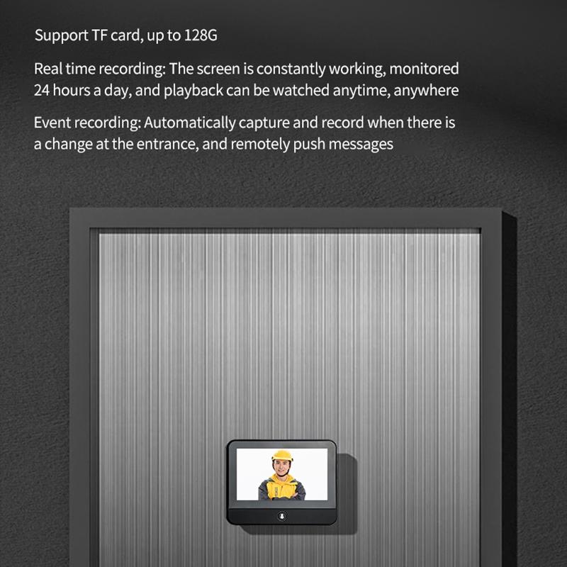 1080P Wifi Smart Cat Eye Video Doorbell With 4.3 Ips Lcd Screen And Infrared Night Vision Black