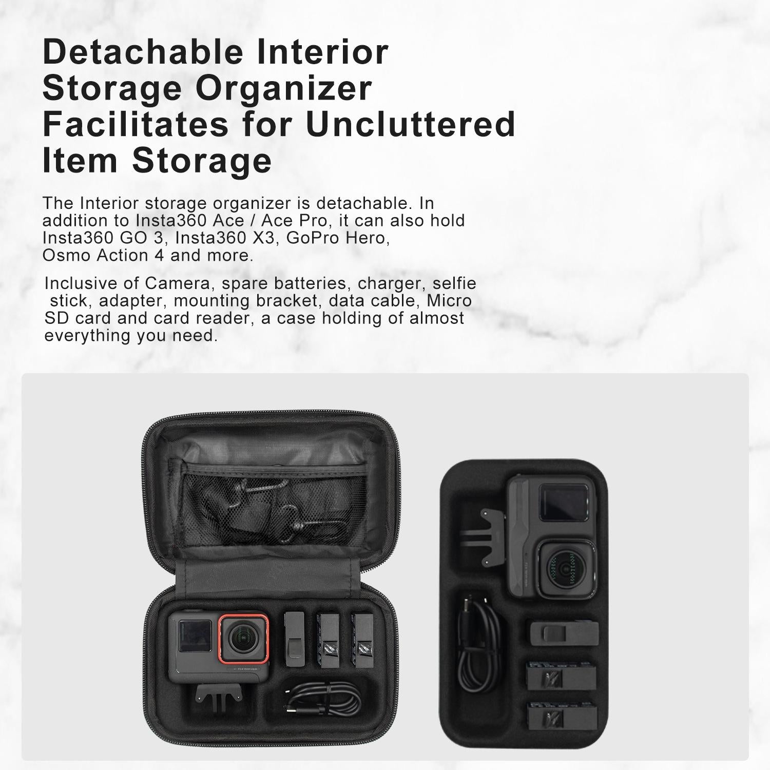18.5 x 11.5 x 6cm Small Organizer Bag for Sports Camera Accessories - Deep Gray
