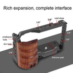 Wooden Handle Alloy Rabbit Cage For Sony Zv-E10 Camera - Black
