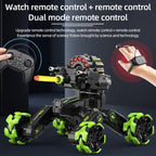 Remote Control Water Bomb Car - Four-wheel Battle Blooming Tire Spray - Blue