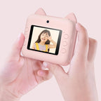 Children's Instant Camera with Dual-lens and Mini Print - Green Dinosaur - Pink Cat 16Gb