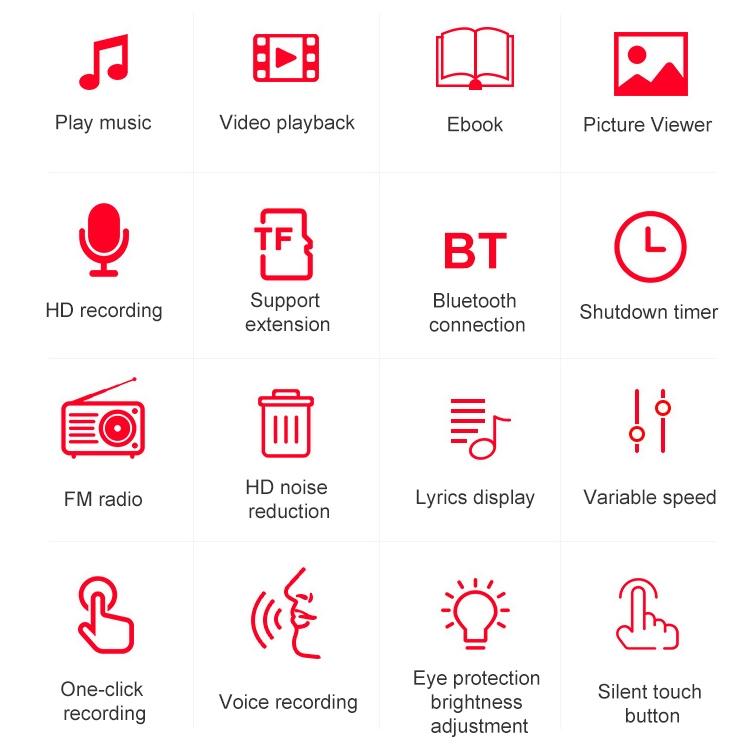 8Gb Bluetooth Mp3 Player With Touch Screen & Recorder