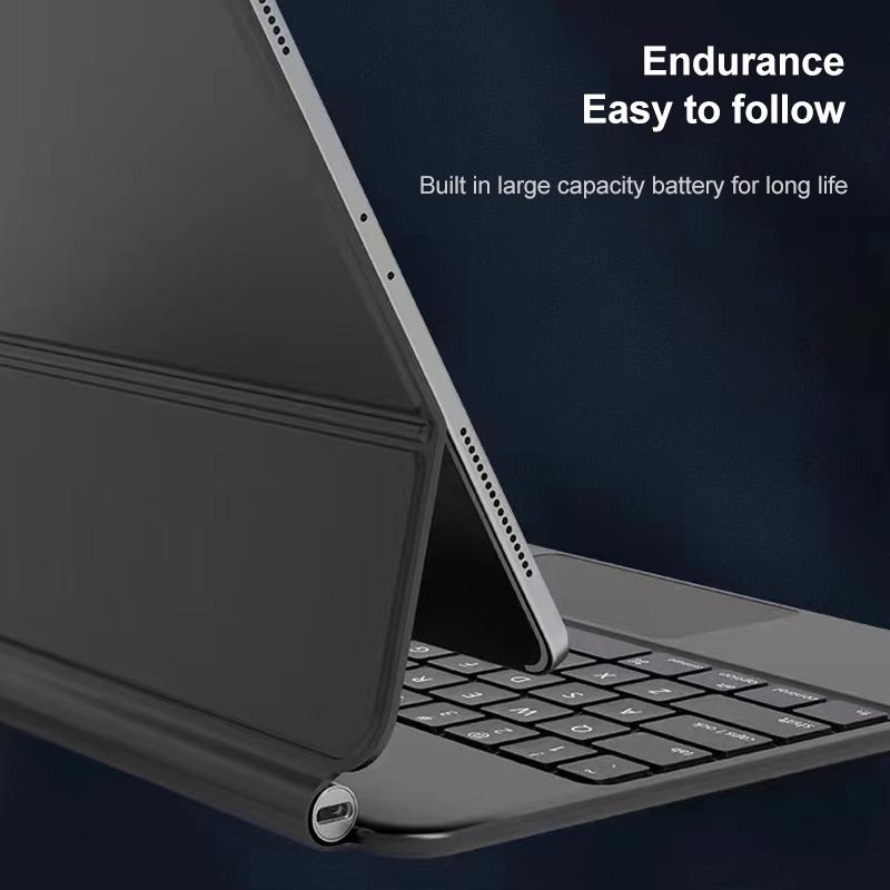 Bluetooth Keyboard Leather Case With Touch Pad - P11 - Black