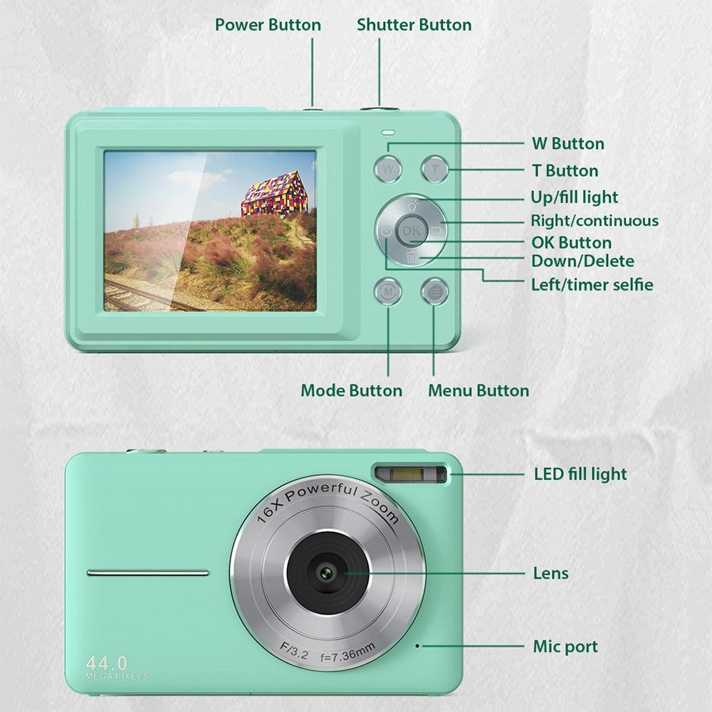 Mini Children Photography Camera - 2.4-inch Hd 16x Zoom - Black+32G