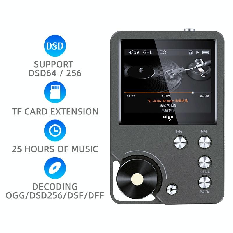 Lossless Dsd256 Music Player Silver Gray - With 64Gb Tf Card
