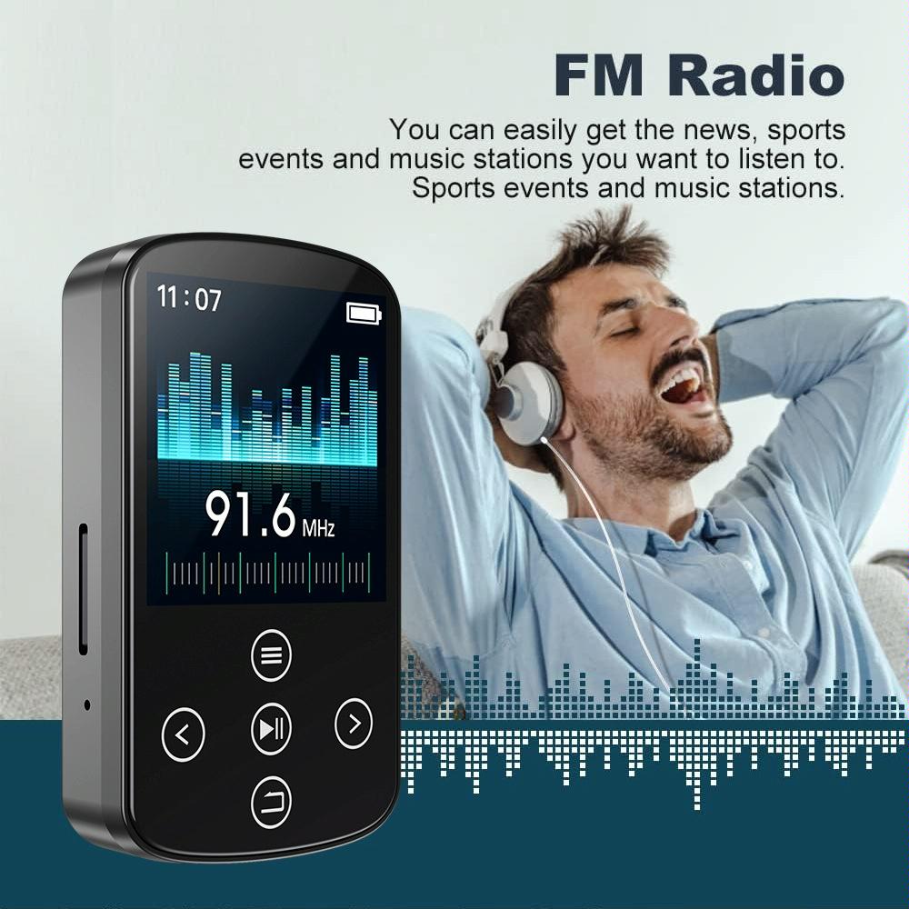 Touch Screen Mp3 Bluetooth Music Player 128Gb Memory Hifi Sports Clip - 16Gb