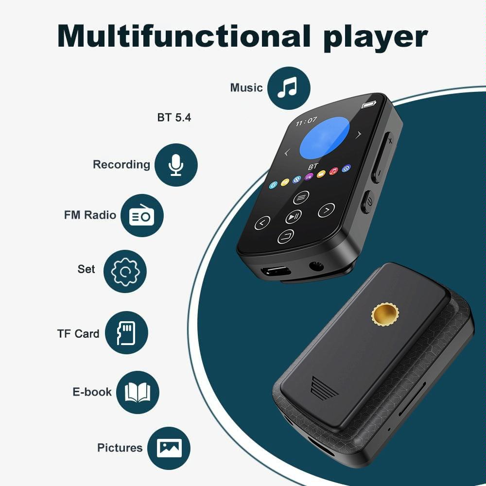 Touch Screen Mp3 Bluetooth Music Player 128Gb Memory Hifi Sports Clip - 16Gb