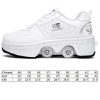 Versatile Double Row Rune Roller Skates - Size 36 - Low-Top Without Light (White)