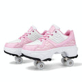 Retractable Dual-purpose Roller Skates - Size 33 Deformable Four-wheel - Df09 White - 38