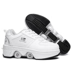 Versatile Double Row Rune Roller Skates - Size 38 - Low-Top Without Light (White)