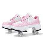 Retractable Dual-purpose Roller Skates - Size 33 Deformable Four-wheel - Df09 White - 39