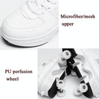 Versatile Double Row Rune Roller Skates - Size 39 - Low-Top Without Light (White)