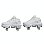 Versatile Double Row Rune Roller Skates - Size 39 - Low-Top Without Light (White)