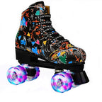 Adult Graffiti Double Row Roller Skates - Size 41 - Flash Wheel White