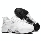 Versatile Double Row Rune Roller Skates - Size 40 - Low-Top Without Light (White)