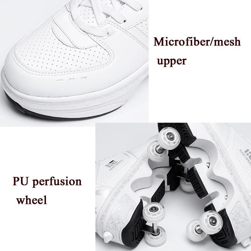 Versatile Double Row Rune Roller Skates - Size 41 - Low-Top Without Light (White)