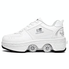 Versatile Double Row Rune Roller Skates - Size 41 - Low-Top Without Light (White)