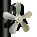 High Temp 5-blade Heat Powered Stove Fan for Fireplaces - Black