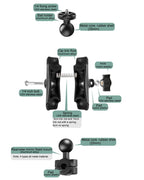 Universal Motorcycle Mount for Action Cameras with Tripod Adapter and Screw - 9cm