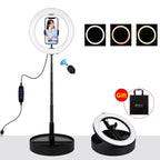10.2 Dual-colour Led Ring Light with Usb Bluetooth Remote and Phone Holder - Black