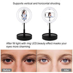 10.2 Dual-colour Led Ring Light with Usb Bluetooth Remote and Phone Holder - Black