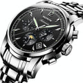 Waterproof Luminous Mechanical Watch for Men - 8750 - Silver Black