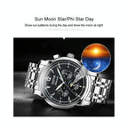 Waterproof Luminous Mechanical Watch for Men - 8750 - Silver Black