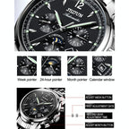 Waterproof Luminous Mechanical Watch for Men - 8750 - Silver Black