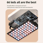 Rechargeable Clip-on Selfie Light with 66 Leds - 3 Modes for Phone Laptop Tablet - Black - Black