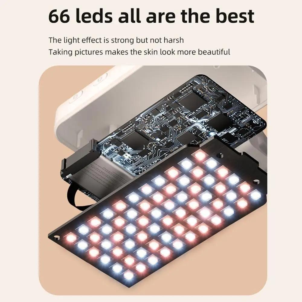 Rechargeable Clip-on Selfie Light with 66 Leds - 3 Modes for Phone Laptop Tablet - Black - Black