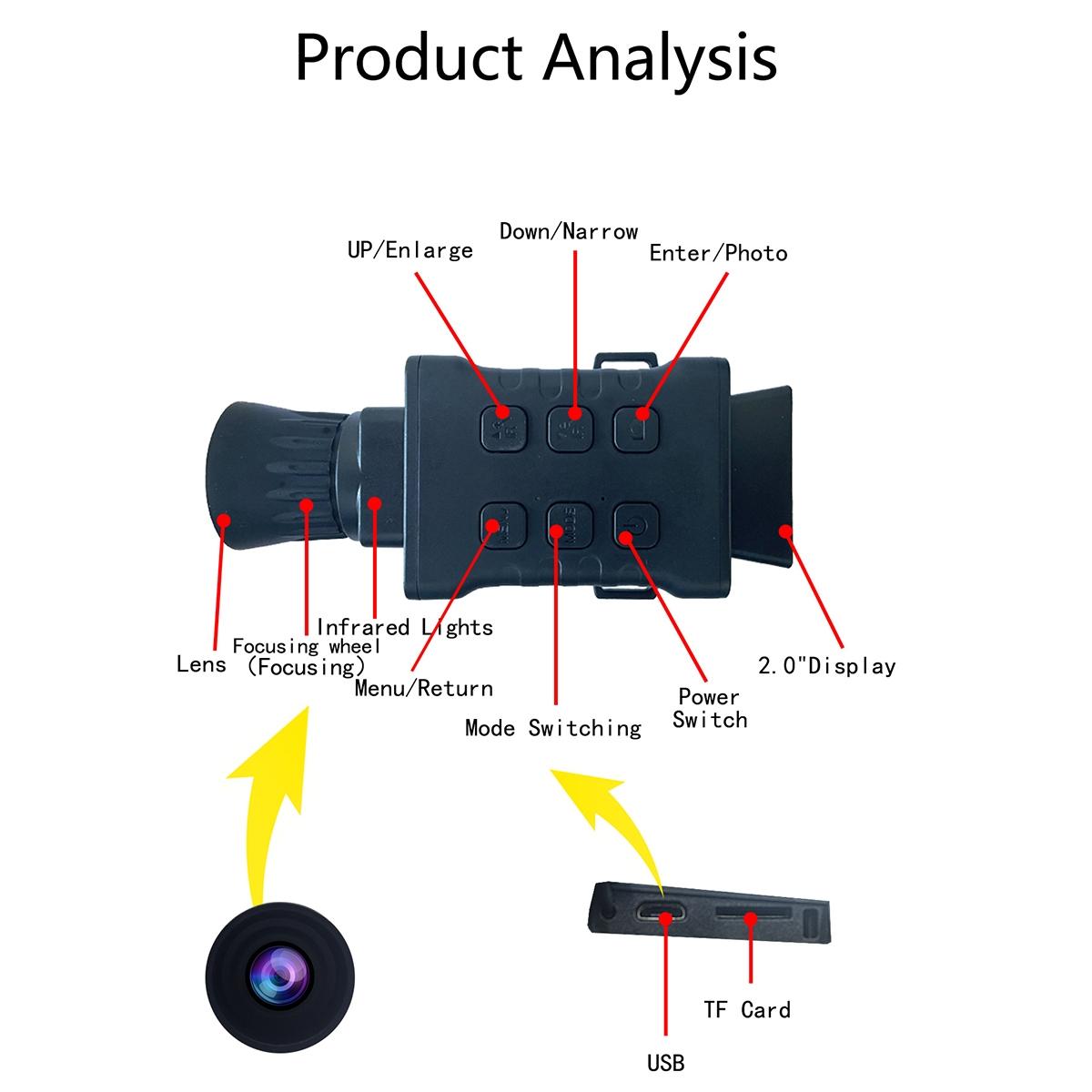 4K Hd Monocular Digital Night Vision For Outdoor Hunting - Black