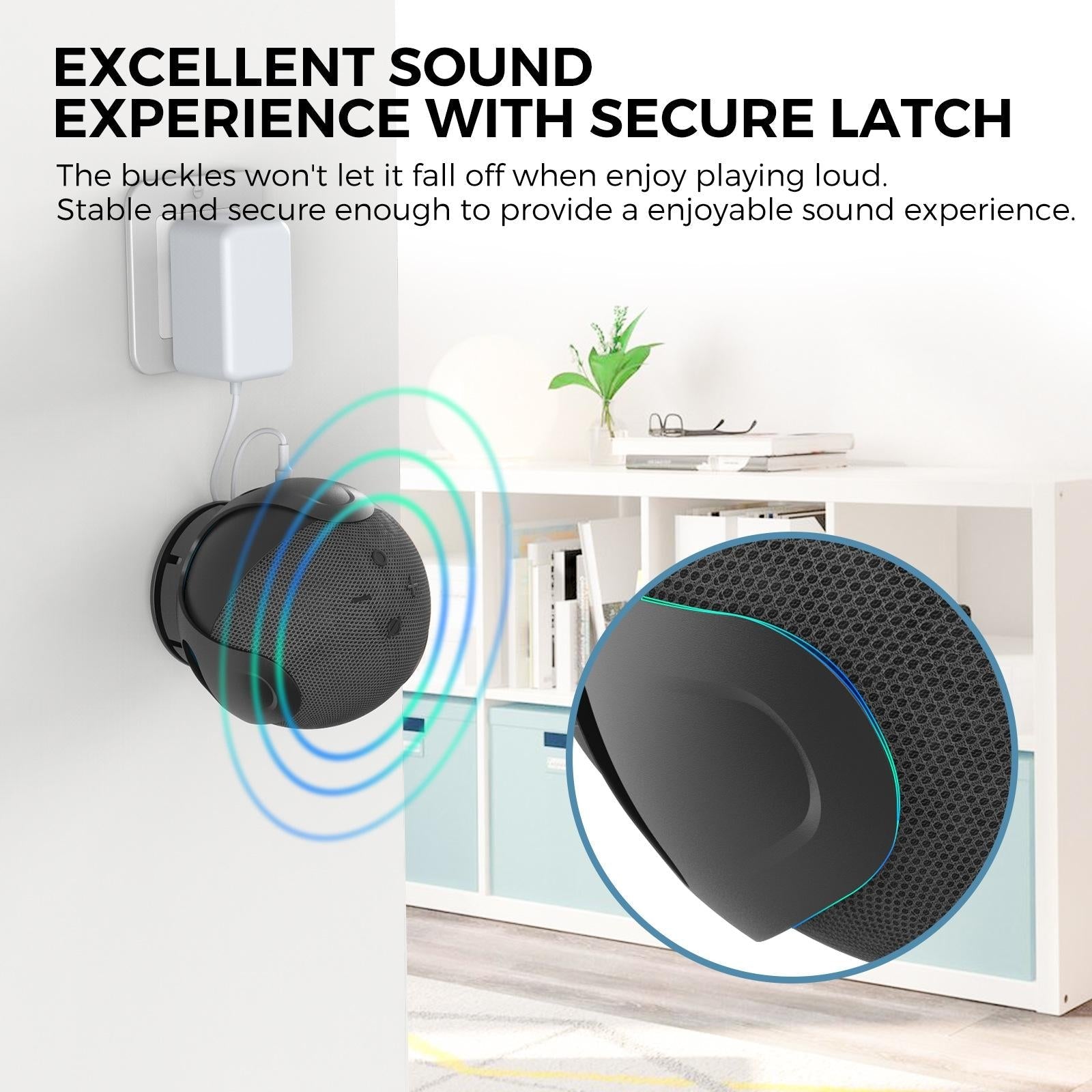 Wall Storage Stand for Amazon Echo Dot with Ahastyle Speaker - Fits 4th and 5th Gen - Black