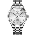 Waterproof Quartz Watch with Diamond Roman Scale for Men - White + Silver