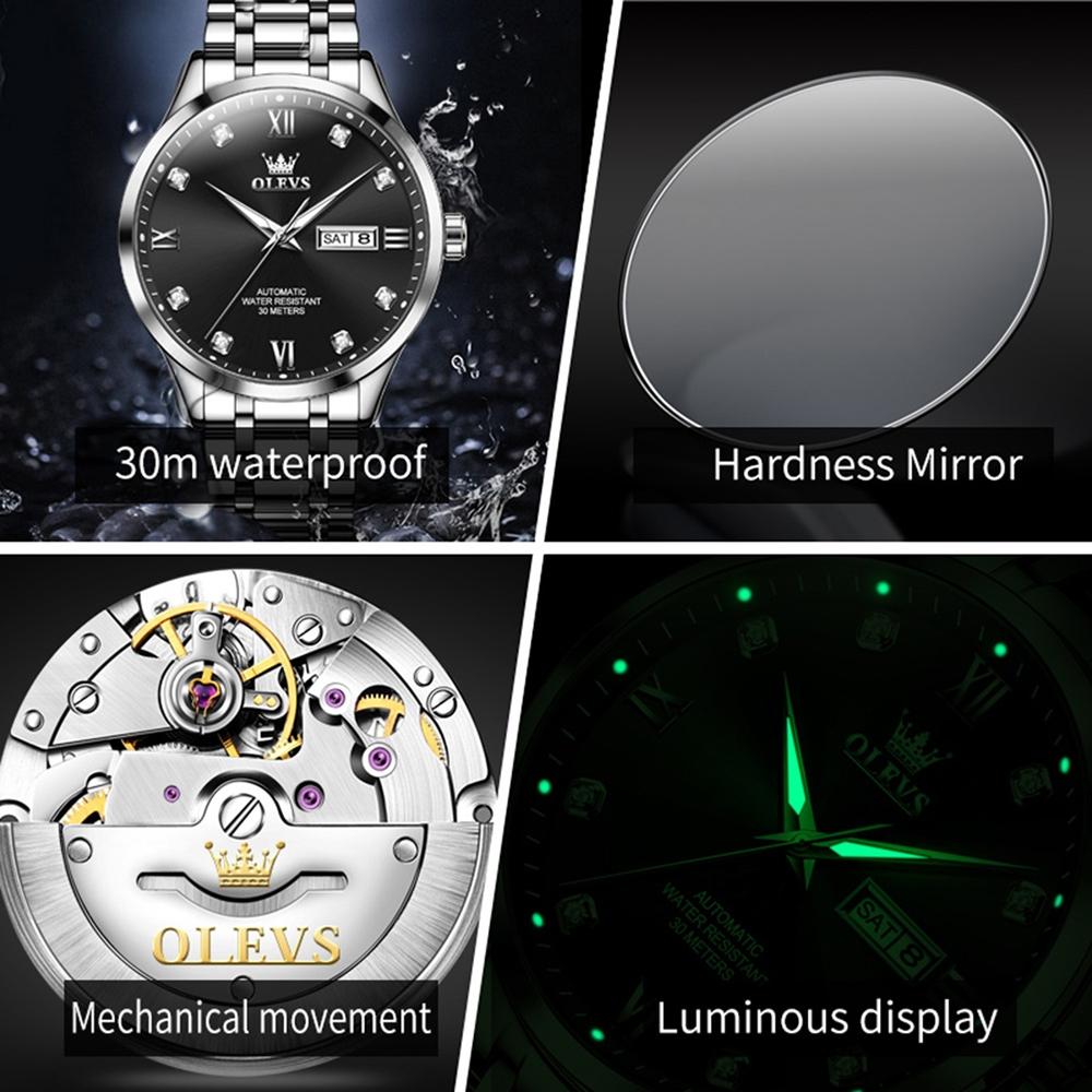 Waterproof Quartz Watch with Diamond Roman Scale for Men - White + Silver