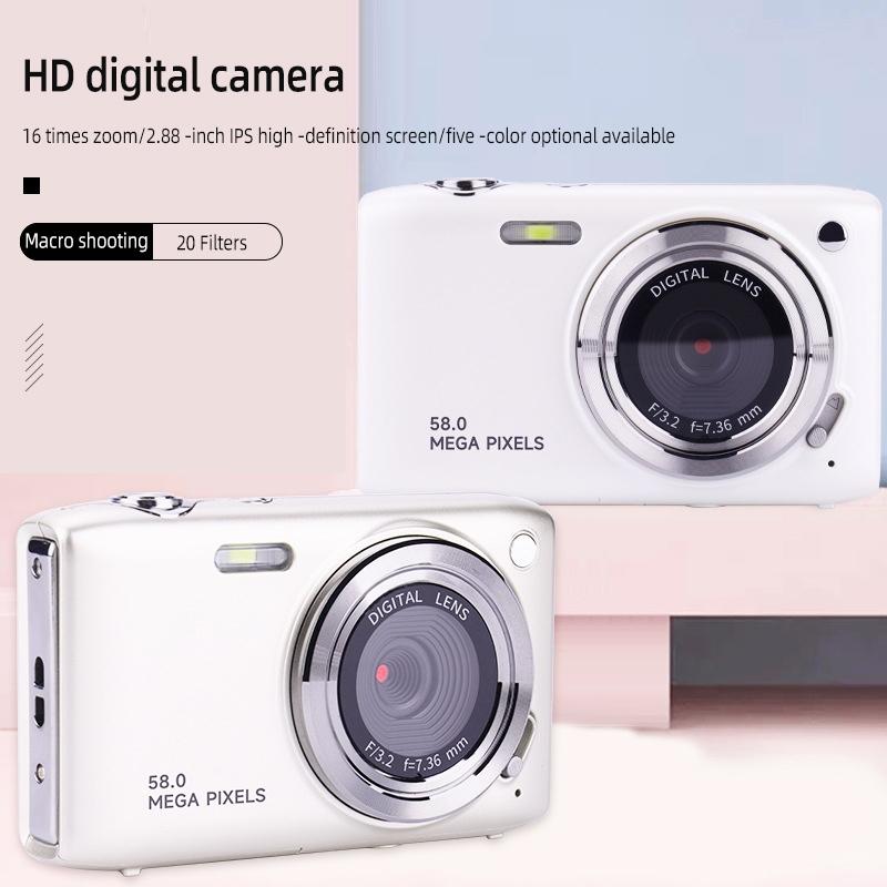 Portable 16X Zoom Hd Digital Camera With 2.88 Ips Screen - White