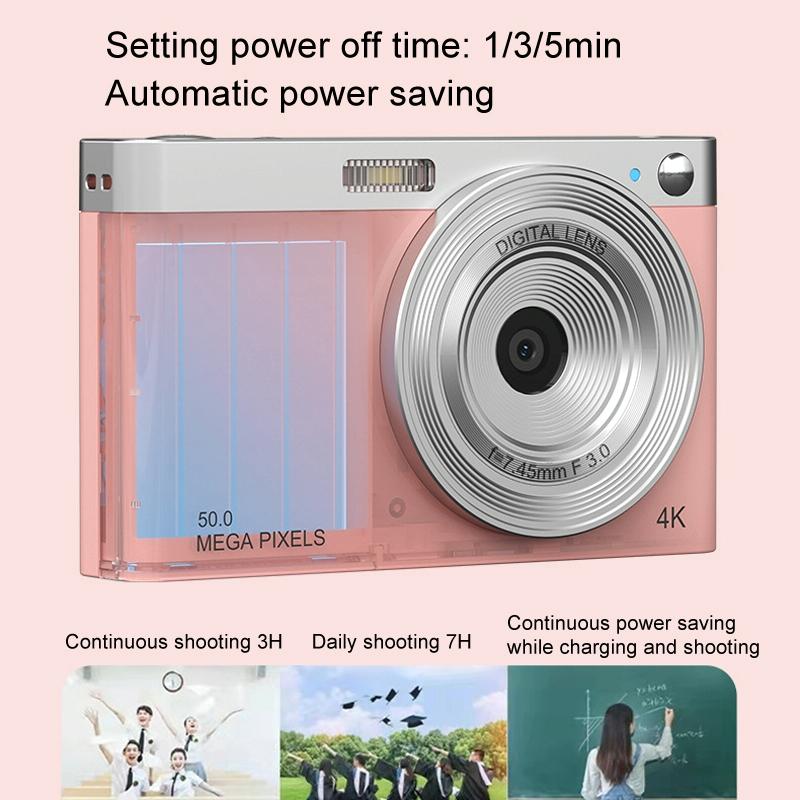 Retro Vlog Self-Shooting Camera - 50Mp Hd 4K Video - Pink