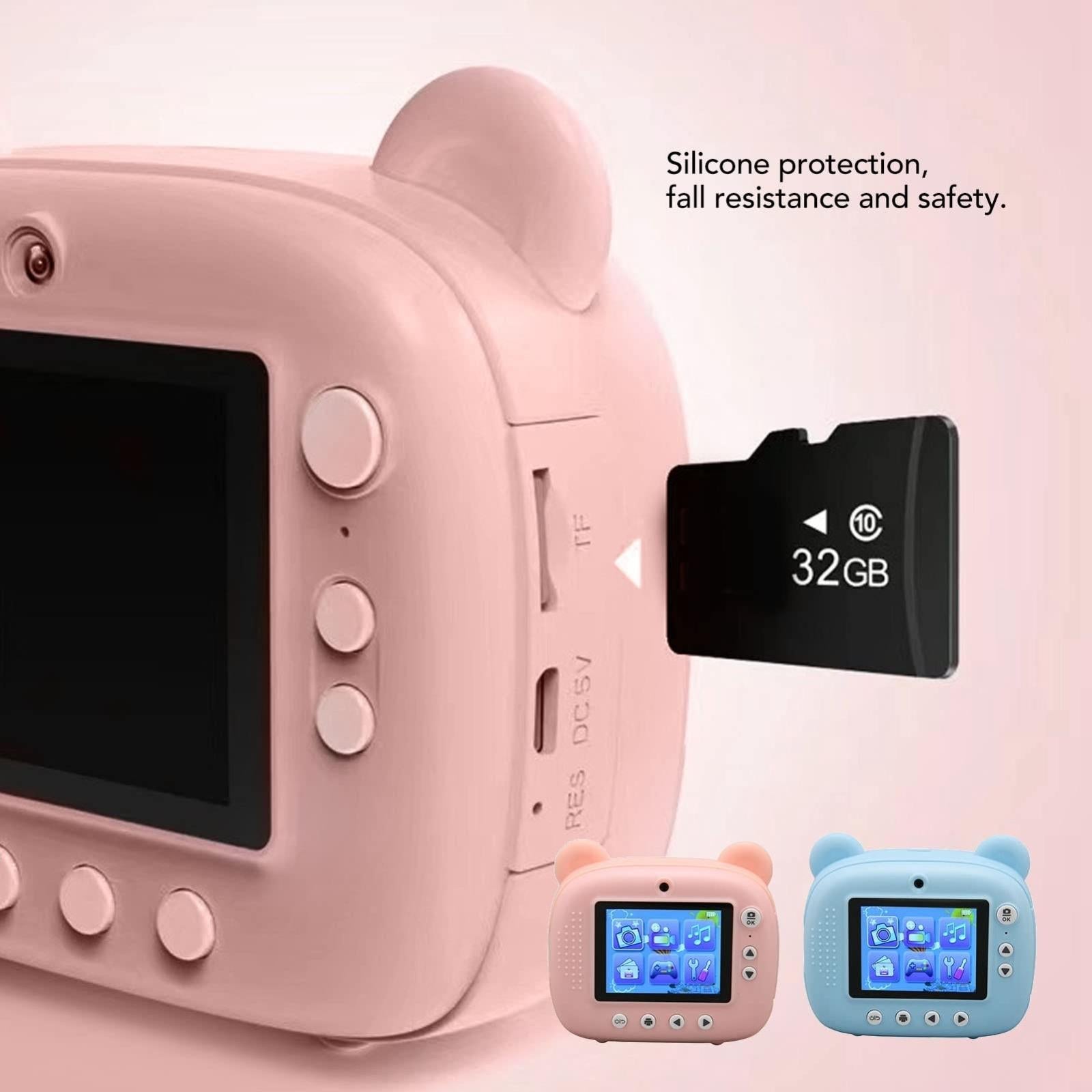 Instant Print Camera for Kids with Dual Lens and 2.4-inch Screen - Blue