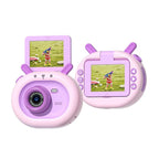 180-degree Flip-screen Cartoon Digital Camera with Stand 2.4-inch 1080p Hd - Dark Green