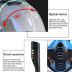 Full Dry Silicone Diving Mask for Adults - Double Tube - Black/Blue
