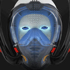 Full Dry Silicone Diving Mask for Adults - Double Tube - Black/Blue