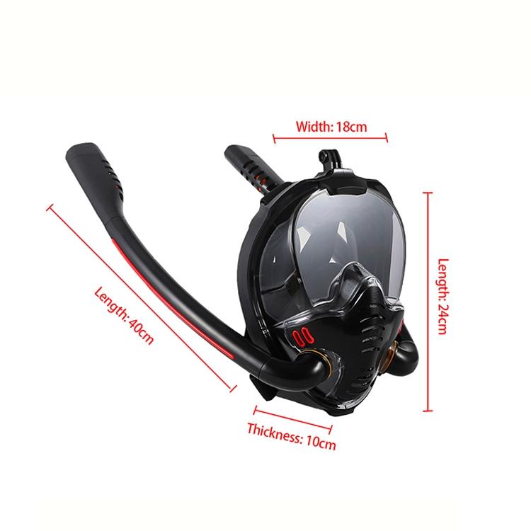 Full Dry Silicone Diving Mask for Adults - Double Tube - Black/Blue