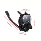 Full Dry Silicone Diving Mask for Adults - Double Tube - Black/Blue