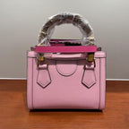 Versatile Bacchus Shoulder Bag in First Layer Cowhide - Cherry Blossom Pink