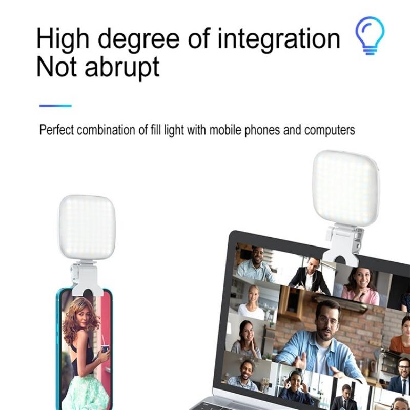 Portable Mini Clip-on Led Fill Light for Video Conferencing and Live Streaming - Pink
