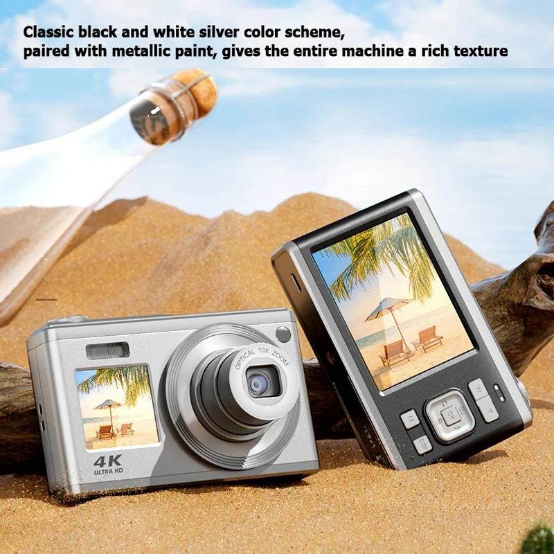 4K Hd Optical Zoom Digital Camera 60Mp Dual Screen Selfie Camera No Memory - White