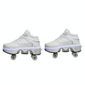 Versatile Double Row Rune Roller Skates - Size 33 - High-Top With Light (White)