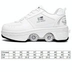 Versatile Double Row Rune Roller Skates - Size 33 - High-Top With Light (White)