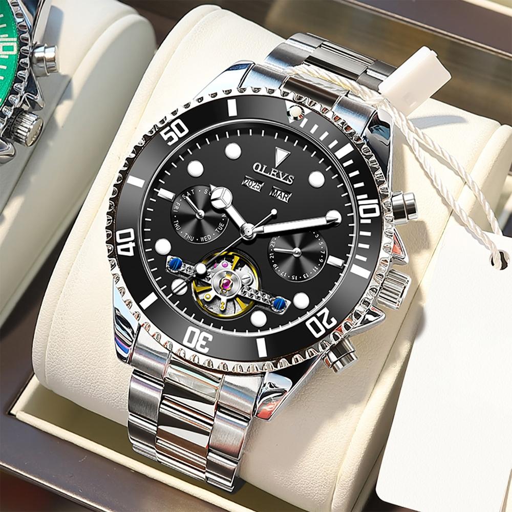 Waterproof Mechanical Watch for Men - Multifunctional - Black