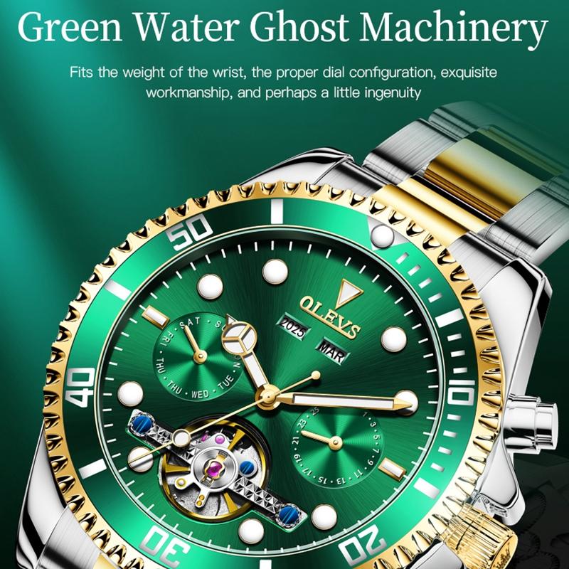 Waterproof Mechanical Watch for Men - Multifunctional - Black