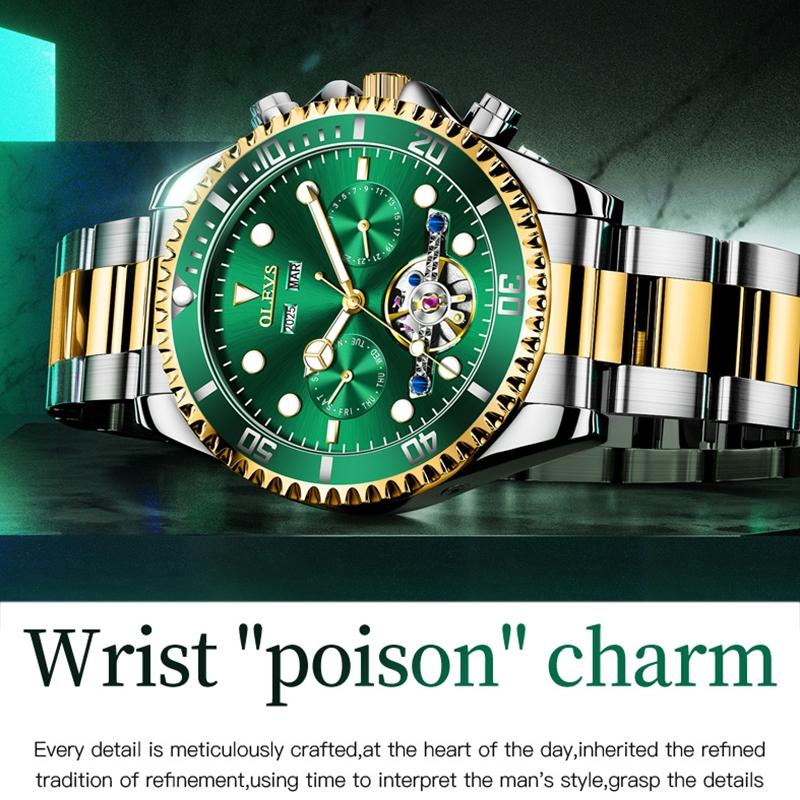 Waterproof Mechanical Watch for Men - Multifunctional - Black